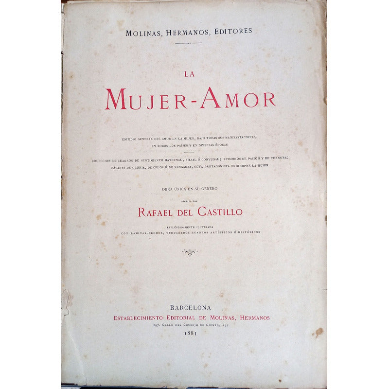 La Mujer Y El Amor -1 De 2-. España 1881 [cromolitografias]