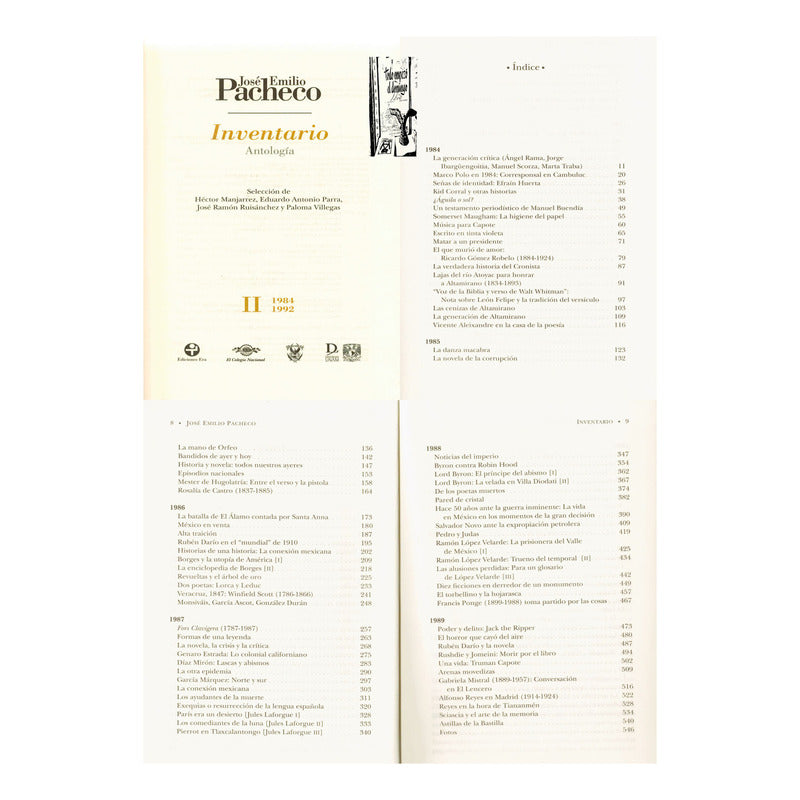 Inventario. (3vol) Jose Emilio Pacheco, 2017 (antologia)