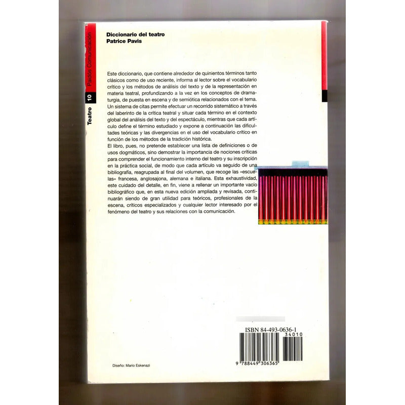 Diccionario Del Teatro. Patrice Pavis, España 1998