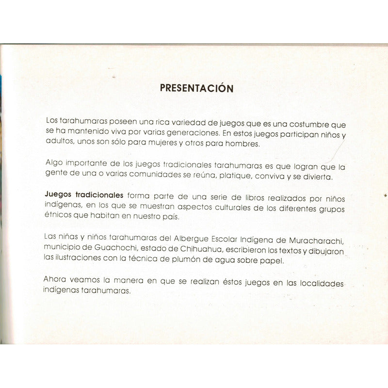 Juegos Tradicionales (relato Tarahumara Infantil) 1991