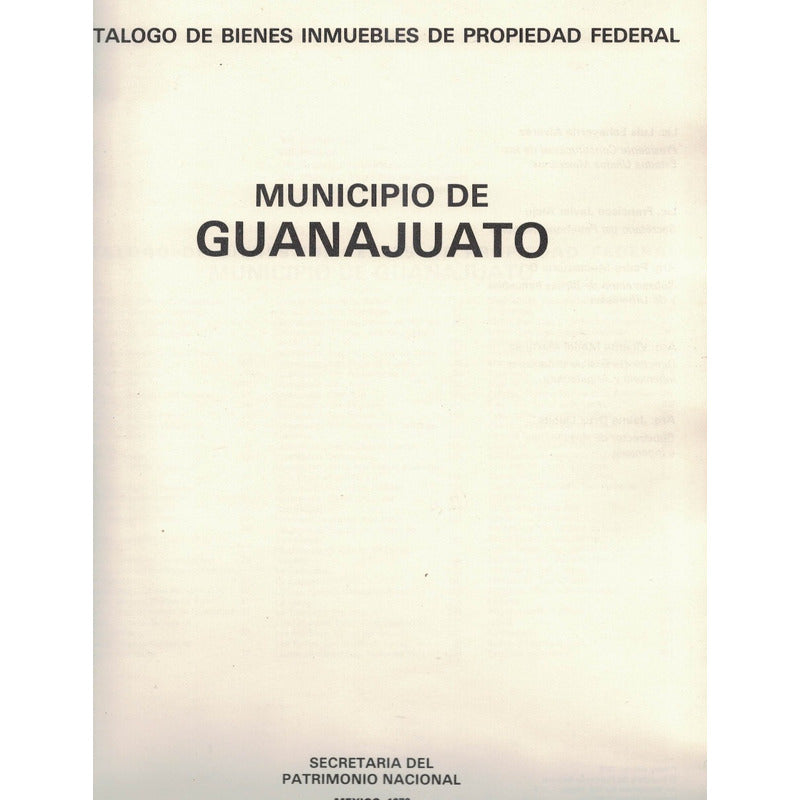 Catalogo Bienes Inmuebles Guanajuato. Mexico 1976