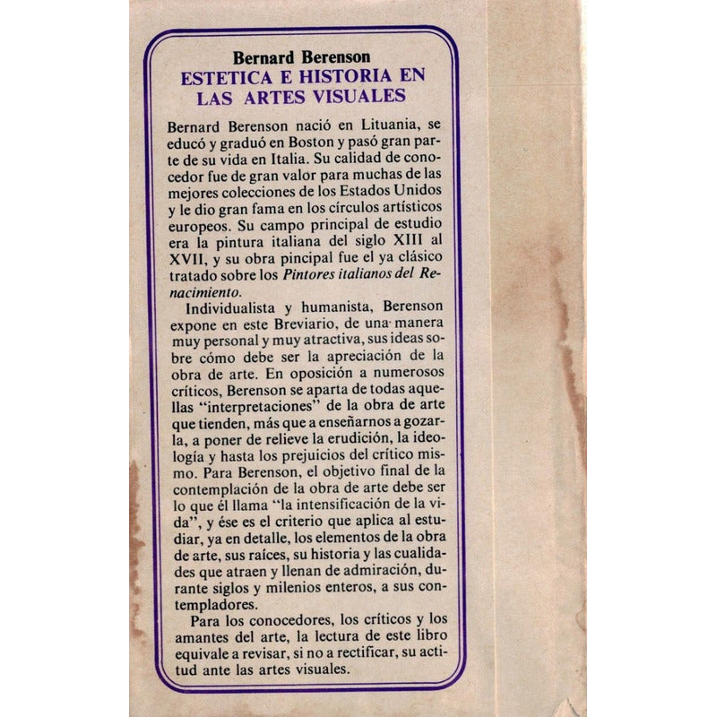 Estetica_e_historia_en_artes_visuales. Berenson, Mexico 1978