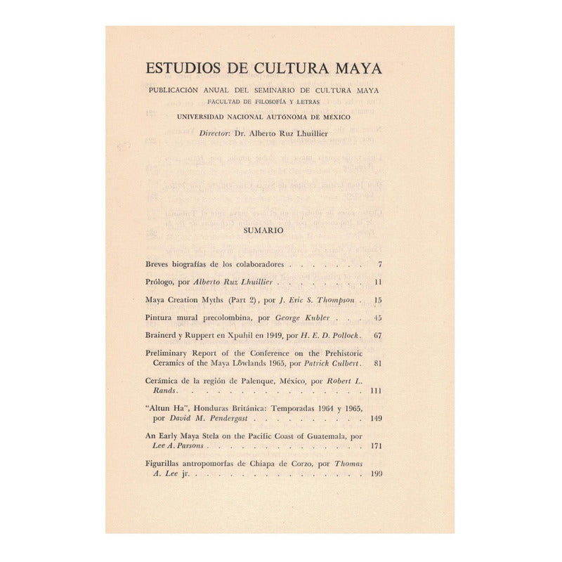 Estudios De Cultura Maya [ # V I] U N A M 1967
