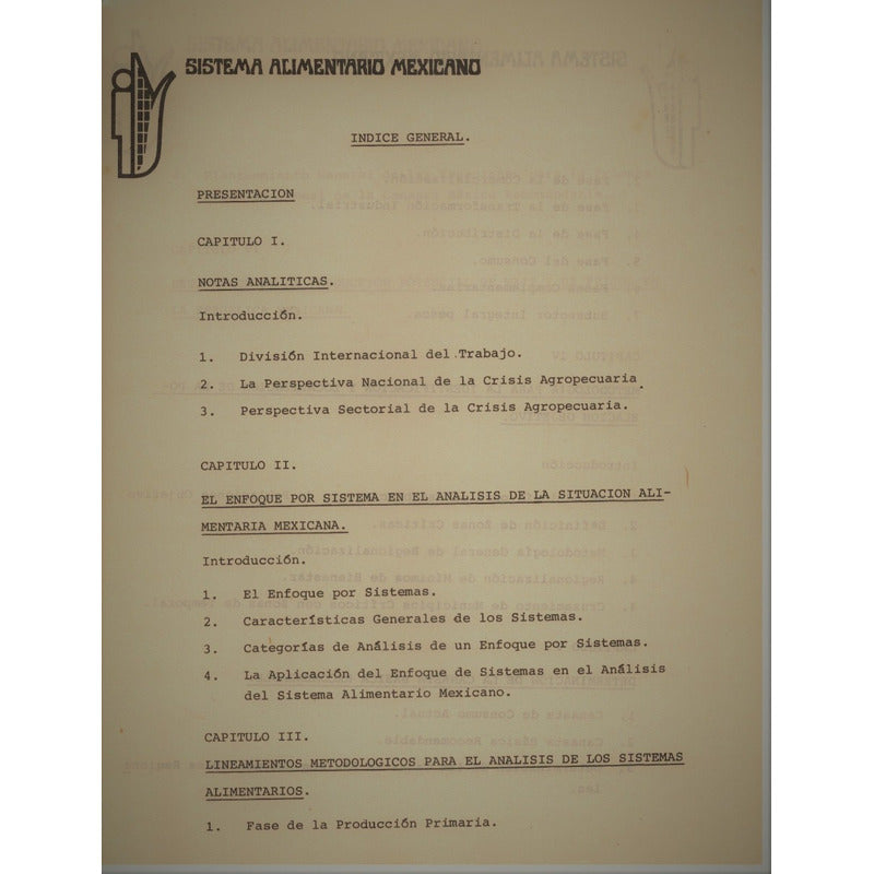 Sistema Alimentario Mexicano 1979-82. P R O Y E C T O