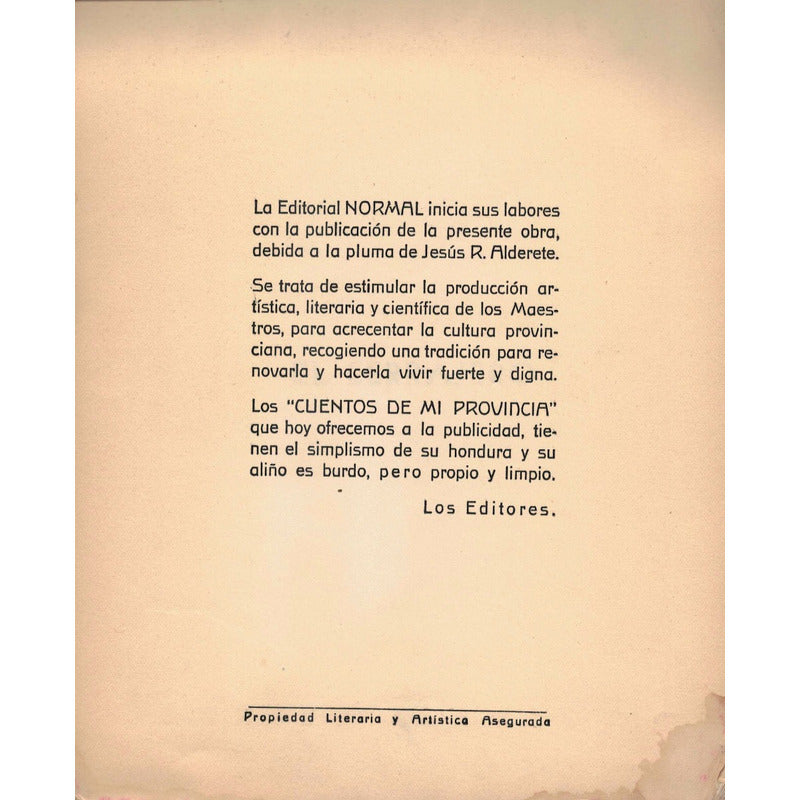 Cuentos De Mi Provincia [ S L P] Jesus R Alderete, 1939
