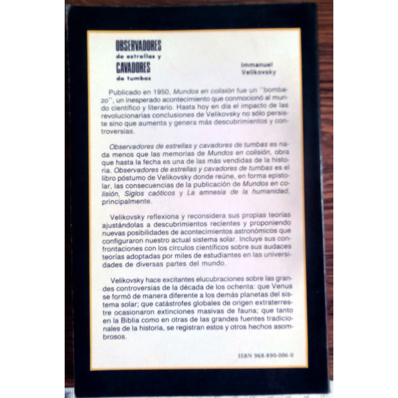 Observadores Estrellas Y Cavadores De Tumbas. Velikovsky1988