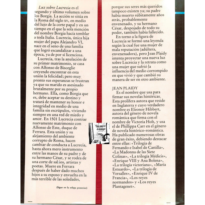 Borgia (2vol). Jean Plaidy, Circulo De Lectores, 1983