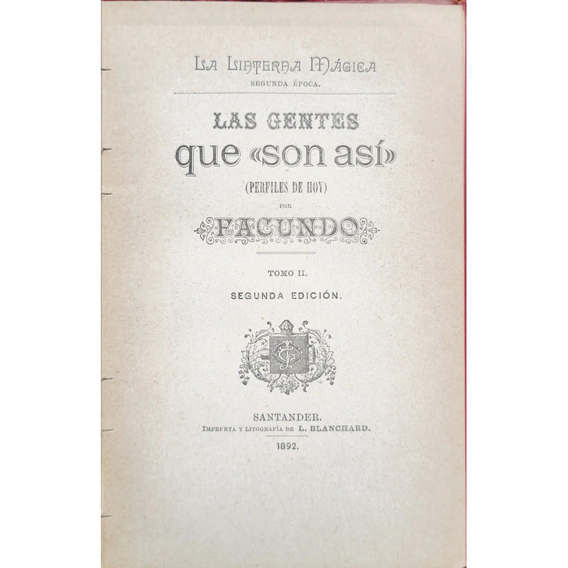 Las Gentes Que Son Asi 2v Jose T Cuellar 1891