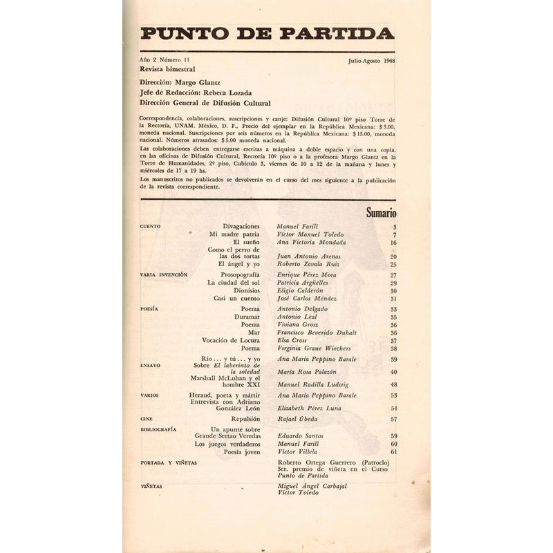 Punto De Partida # 11. Margo Glantz (dir.), Mexico 1968