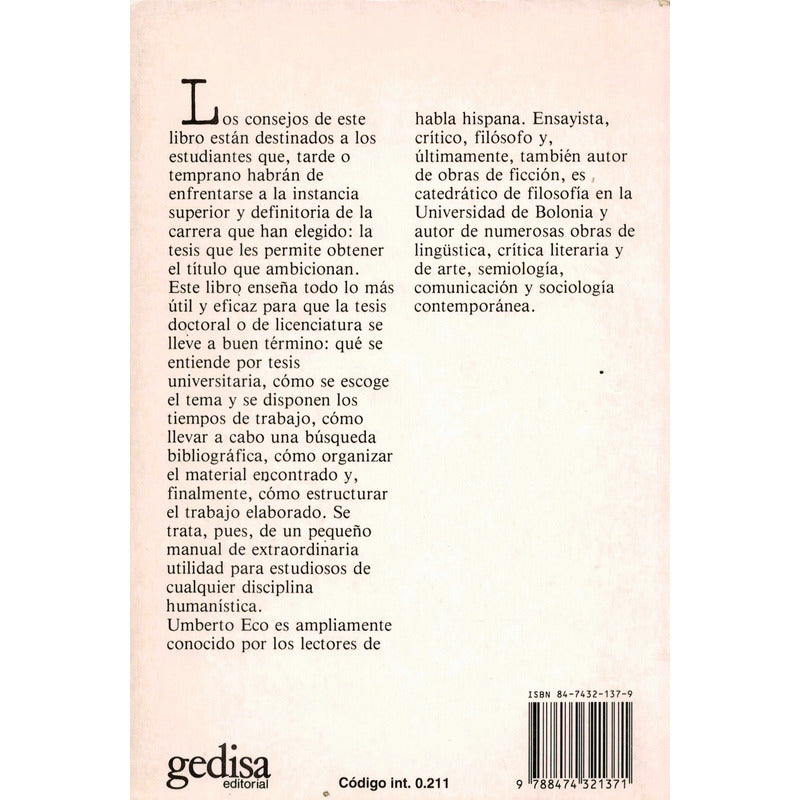 Como Se Hace Una Tesis. Umberto Eco, España 1997