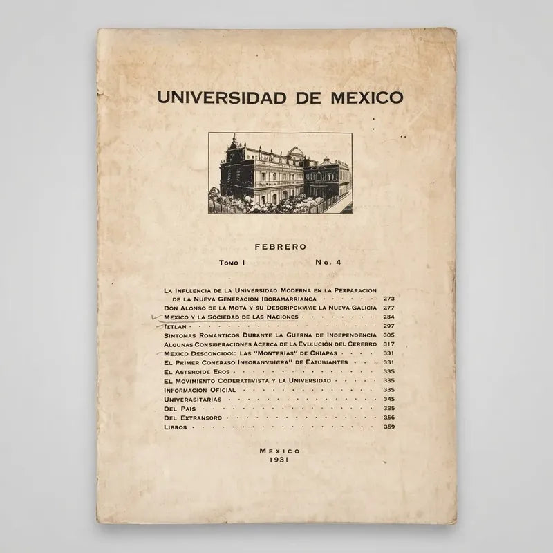 Revista De La Universidad De Mexico #4 1931