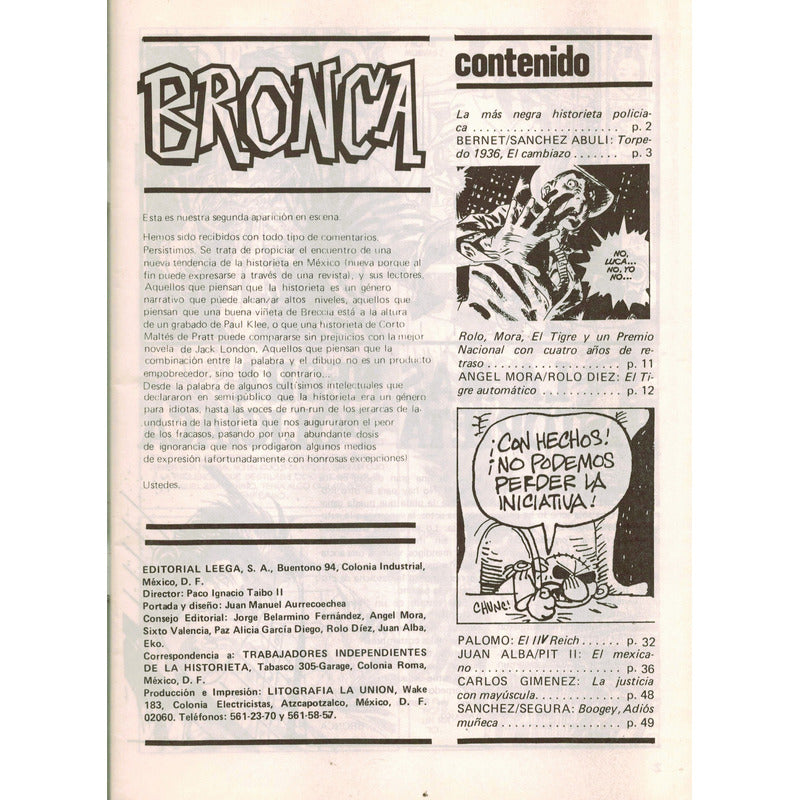 Bronca, Revista Adulta... (#1 Al #5). Taibo I I -coord 1985