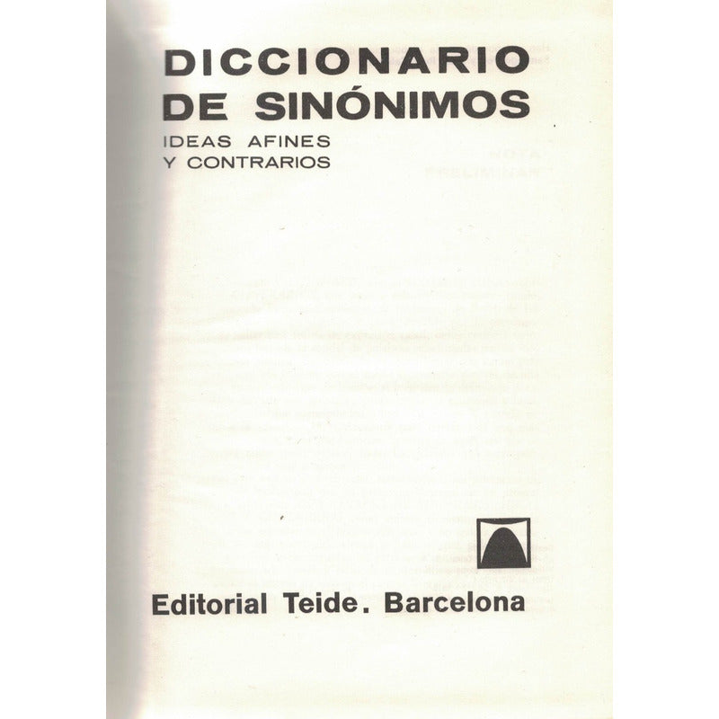 Diccionario Sinonimos Contrarios. España 1976