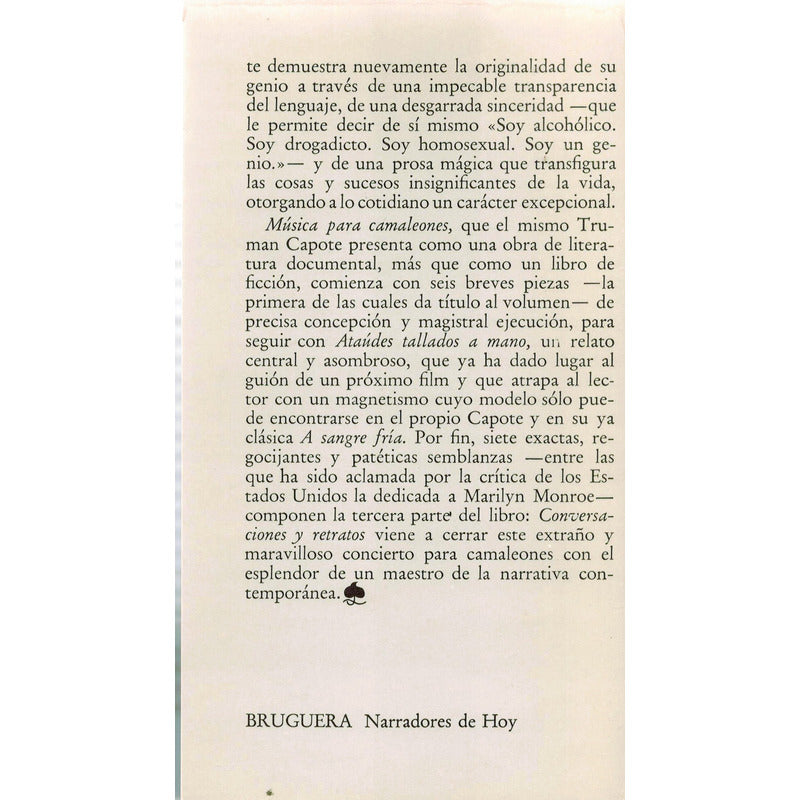 Musica Para Camaleones. Truman Capote, España 1981