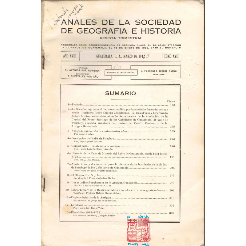 4o Centenario Fundacion Santiago D Caballeros Guatemala 1943