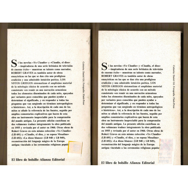 Los Mitos Griegos -2vol-. Robert Graves, Mexico 1989