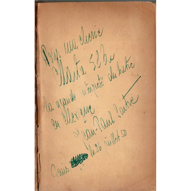 La Nausea. Jean Paul Sartre. Argentina 1949 (autografo)