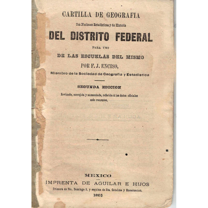 Cartilla Geografia D. F. Francisco Enciso, Mexico 1885