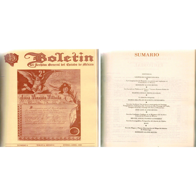 Boletin D Archivo General Del Estado De Mexico # 1 - 9. 1981