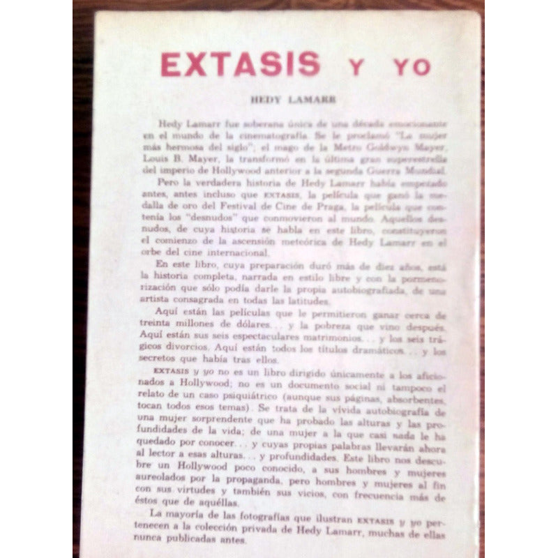 Extasis Y Yo. Hedy Lamar, Grijalbo_ed., 1968 (biografia)