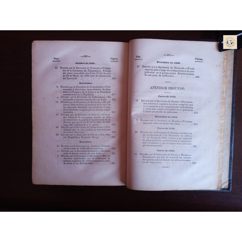 Recopilacion: Leyes Decretos Bandos Diciembre 1860 Arrillaga
