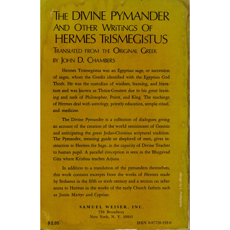 The Divine Pymander Other Writings Hermes Trismegistus