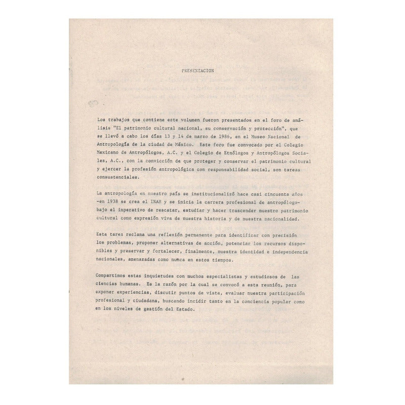 Patrimonio Cultural: Conservacion Y Proteccion. Mexico 1987