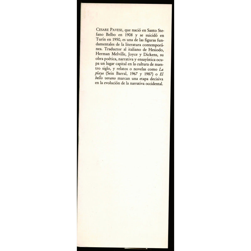 El Oficio De Vivir. Cesare Pavese, Mexico 1993