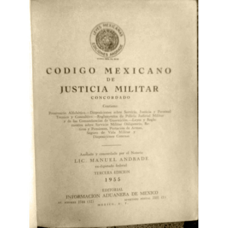 Codigo Mexicano_de Justicia Militar_concordado. Andrade1955