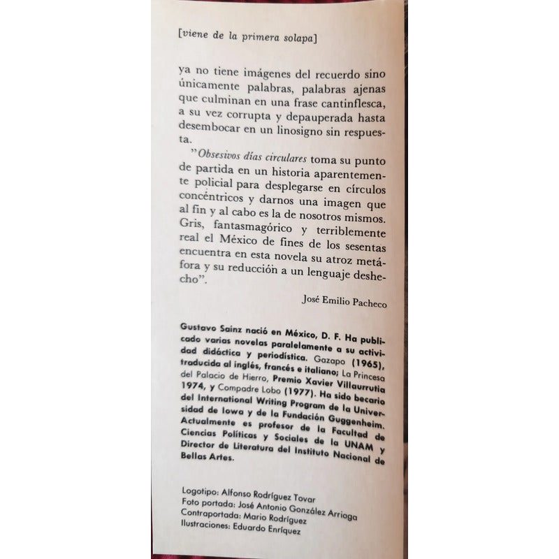 Obsesivos Dias Circulares Gustavo Sainz Literatura De La Onda (1a)