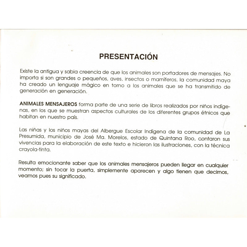 Animales Mensajeros (relato Maya Infantil) I N I Ed., 1992