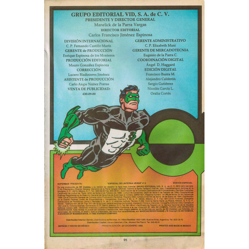 Linterna Verde Ultimo De La Especie. Mexico 1996