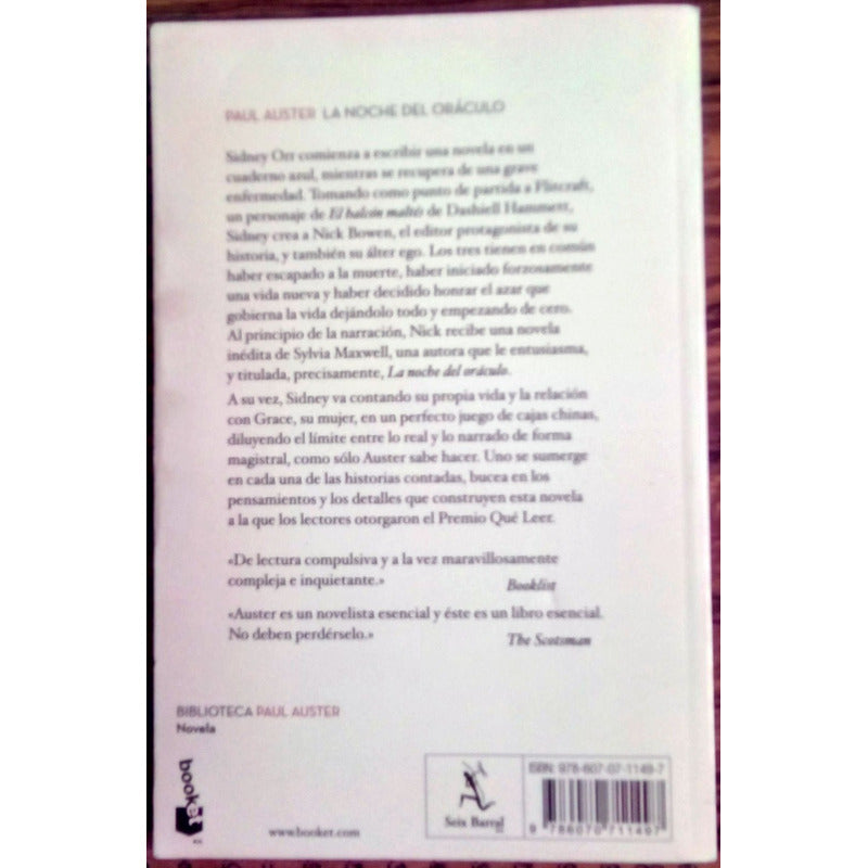 Noche Del Oraculo. Paul Auster, Planeta Ed., 2012
