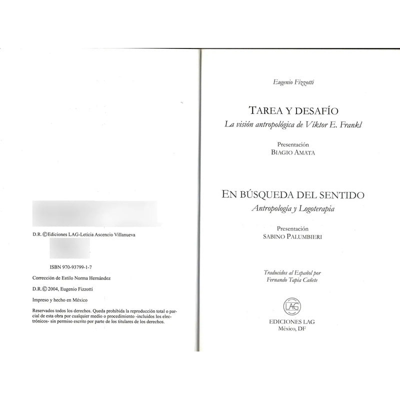 Tarea Y Desafio. En Busqueda Del Sentido. Eugenio Fizzotti