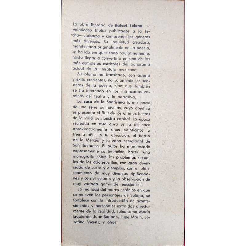 La Casa De La Santisima. Rafael Solana (barrio Estudiantil)