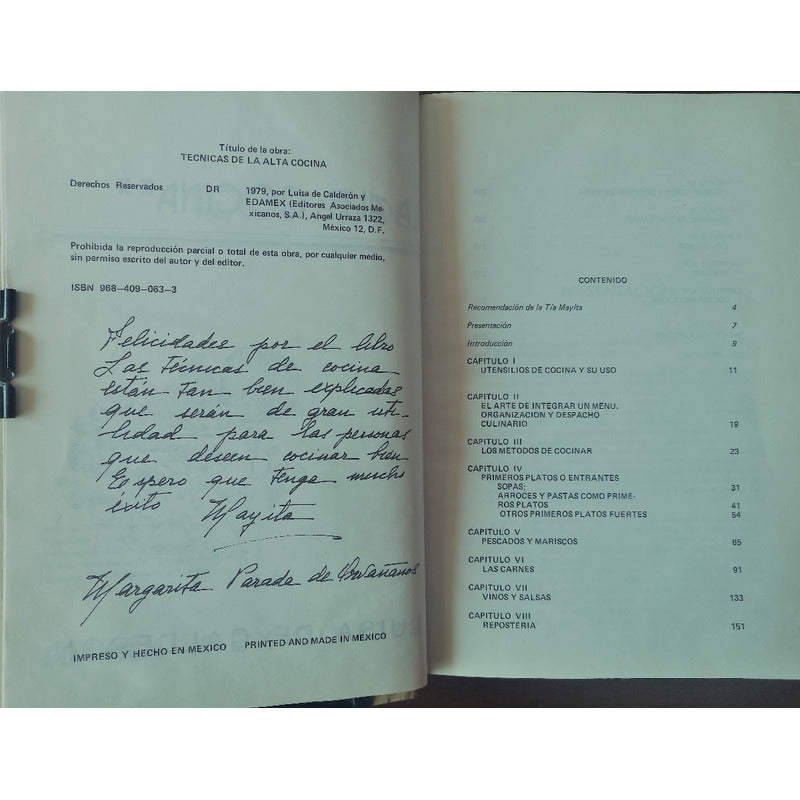 Tecnicas De La Alta Cocina. Luisa De Calderon, Mexico 1979