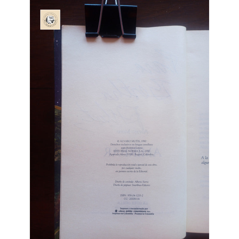 Amirbar. Alvaro Mutis, Colombia 1990 (autografo)