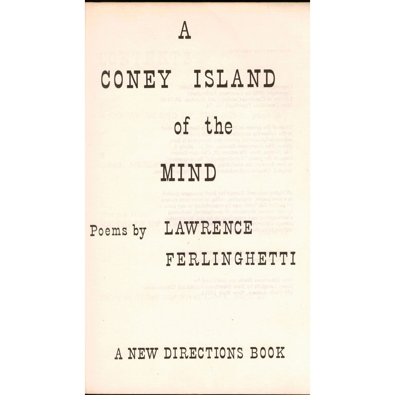 A Coney Island The Mind Lawrence Ferlinghetti New Direction