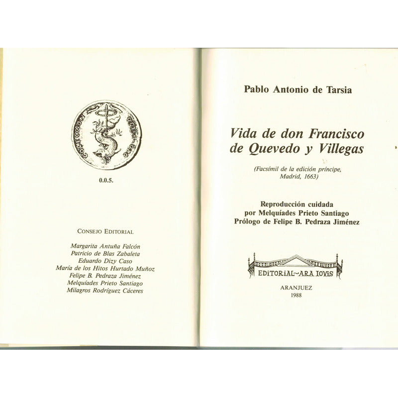 Vida De Don Francisco De Quevedo (facsimilar 1663)