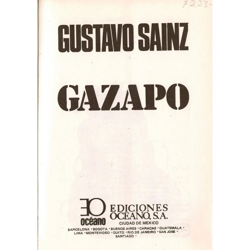 Gazapo. Gustavo Sainz, Mexico 1982 (1a)