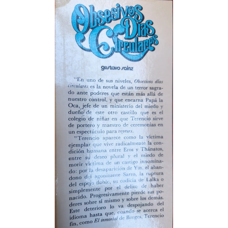 Obsesivos Dias Circulares Gustavo Sainz Literatura De La Onda (1a)