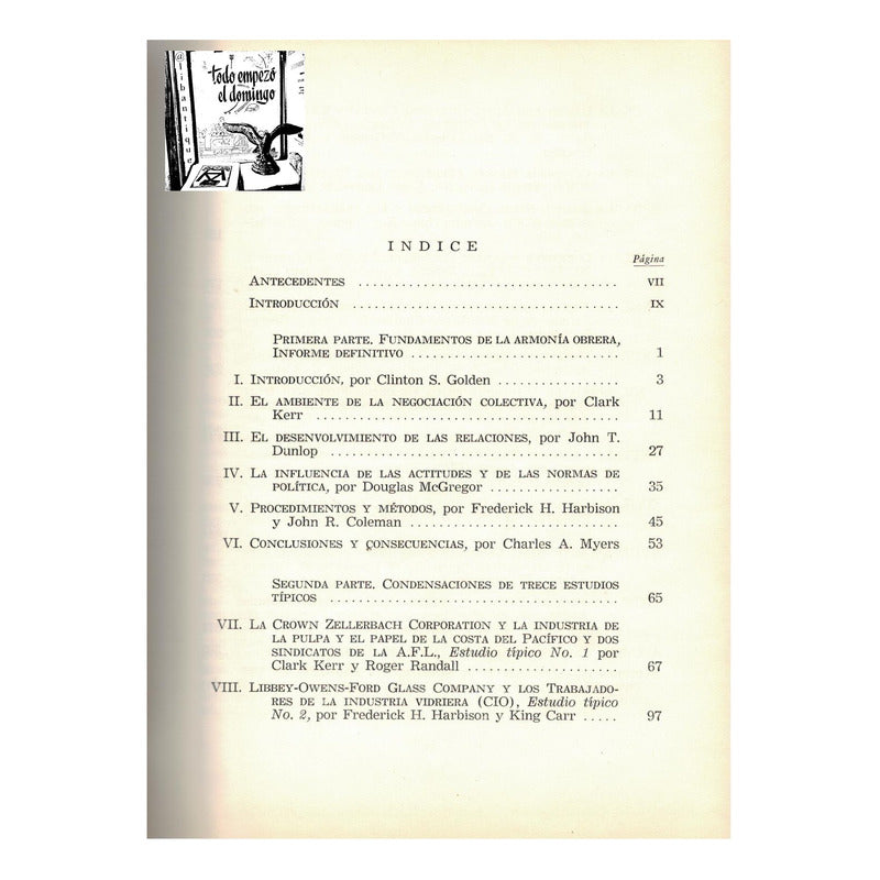 Causas De Armonia Obrera. Clinton S Golden {coord.}, 1959