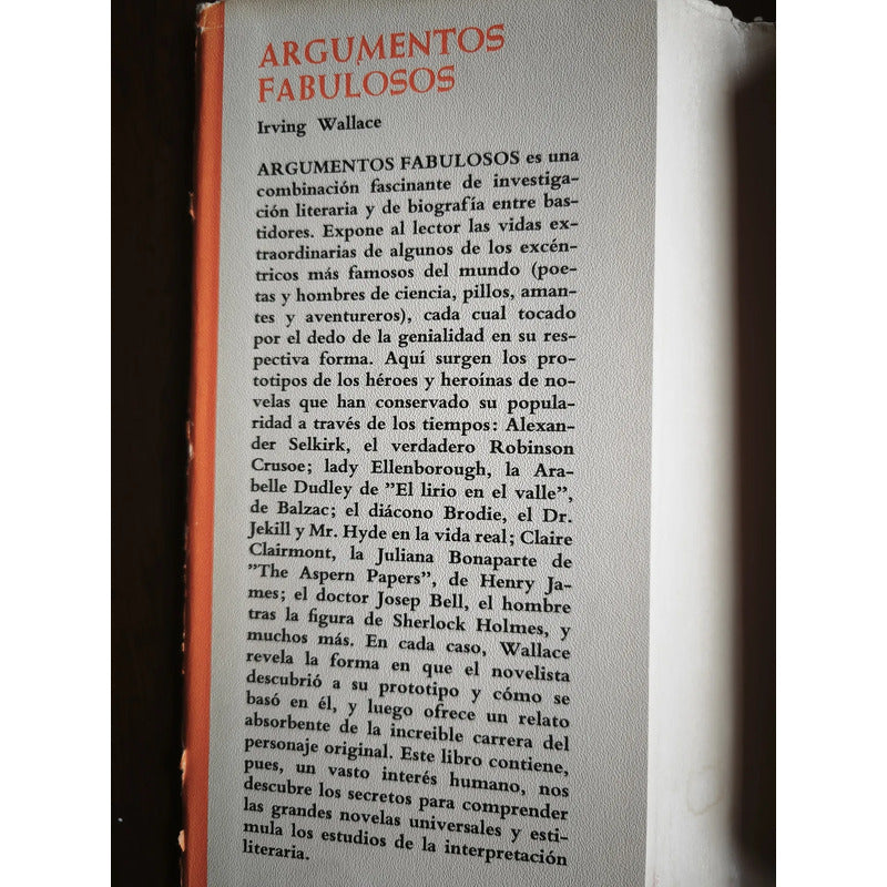 Argumentos Fabulosos. Irving Wallace, España 1975 (tela)