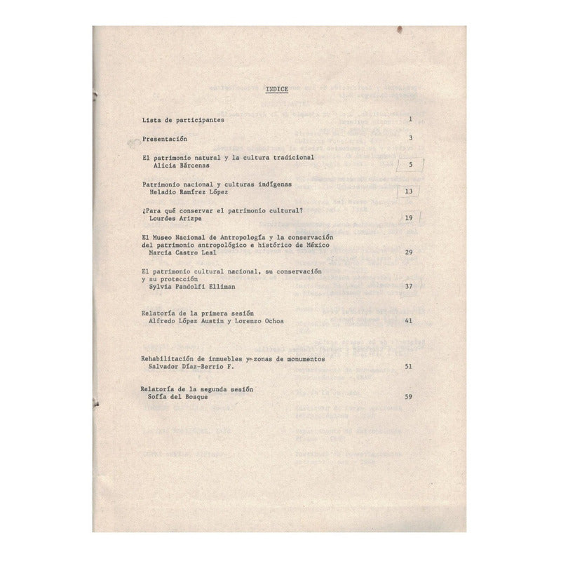 Patrimonio Cultural: Conservacion Y Proteccion. Mexico 1987