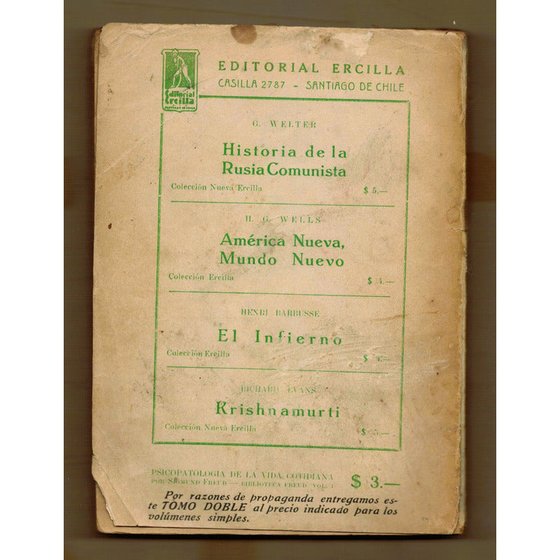 Psicopatologia De La Vida Cotidiana. Freud, Chile 1936