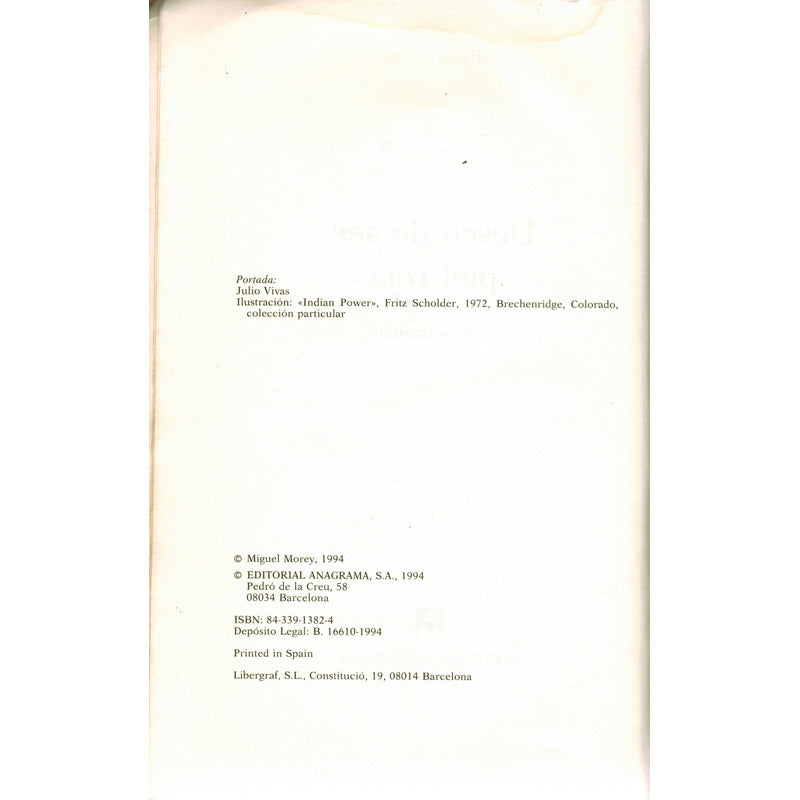 Deseo De Ser Piel Roja. Miguel Morey, España 1994