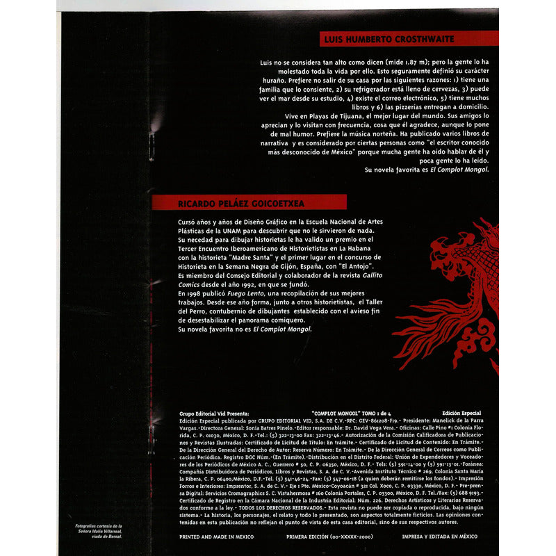 Complot Mongol # 1. Ricardo Pelaez, Taller Del Perro 2000