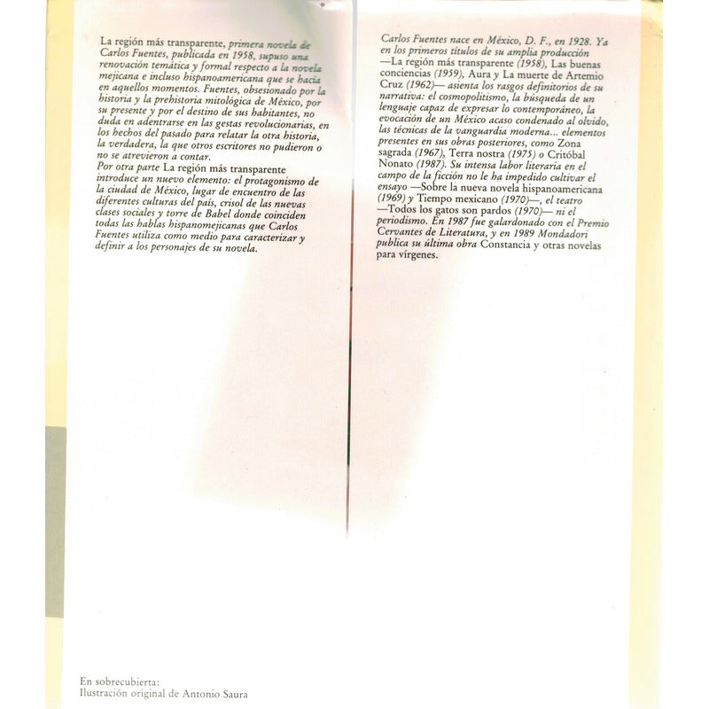 Region Mas Transparente. Carlos Fuentes, España 1990 (1a)