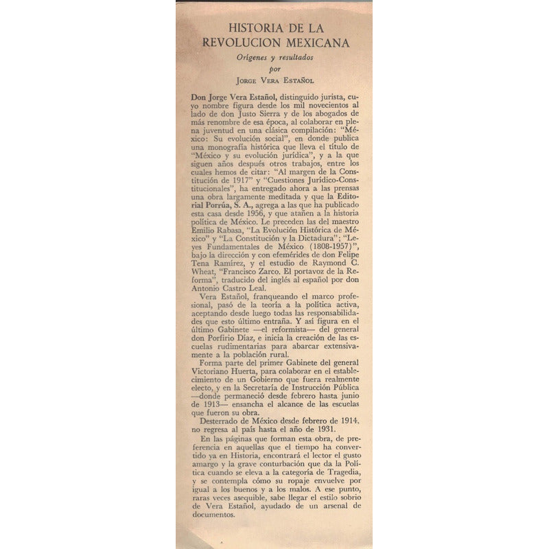 Historia De La Revolución Mexicana - Vera Estanol, 1976