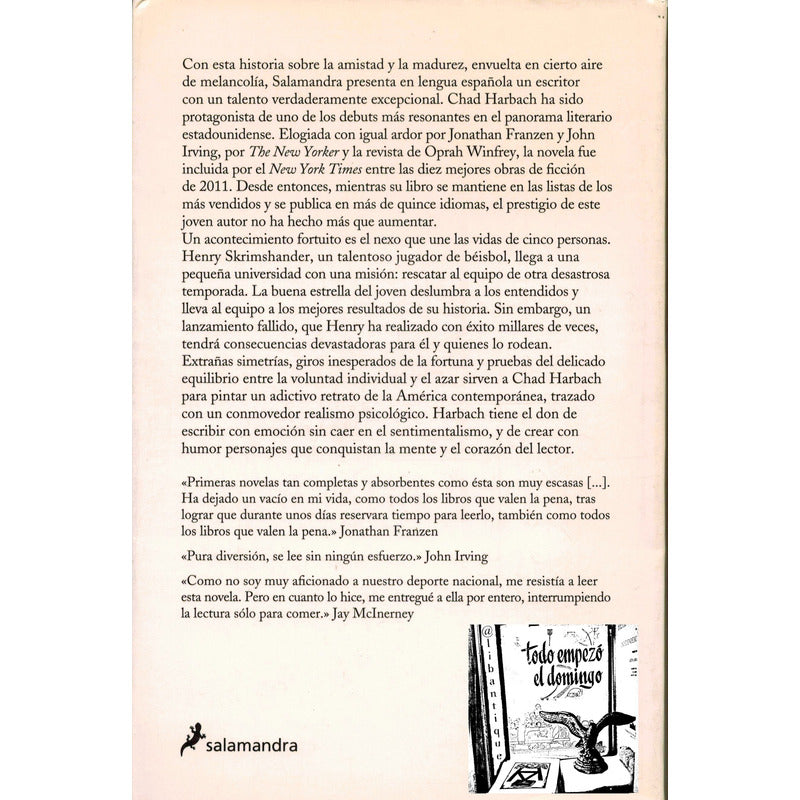 Arte De La Defensa. Chad Harbach, España 2013